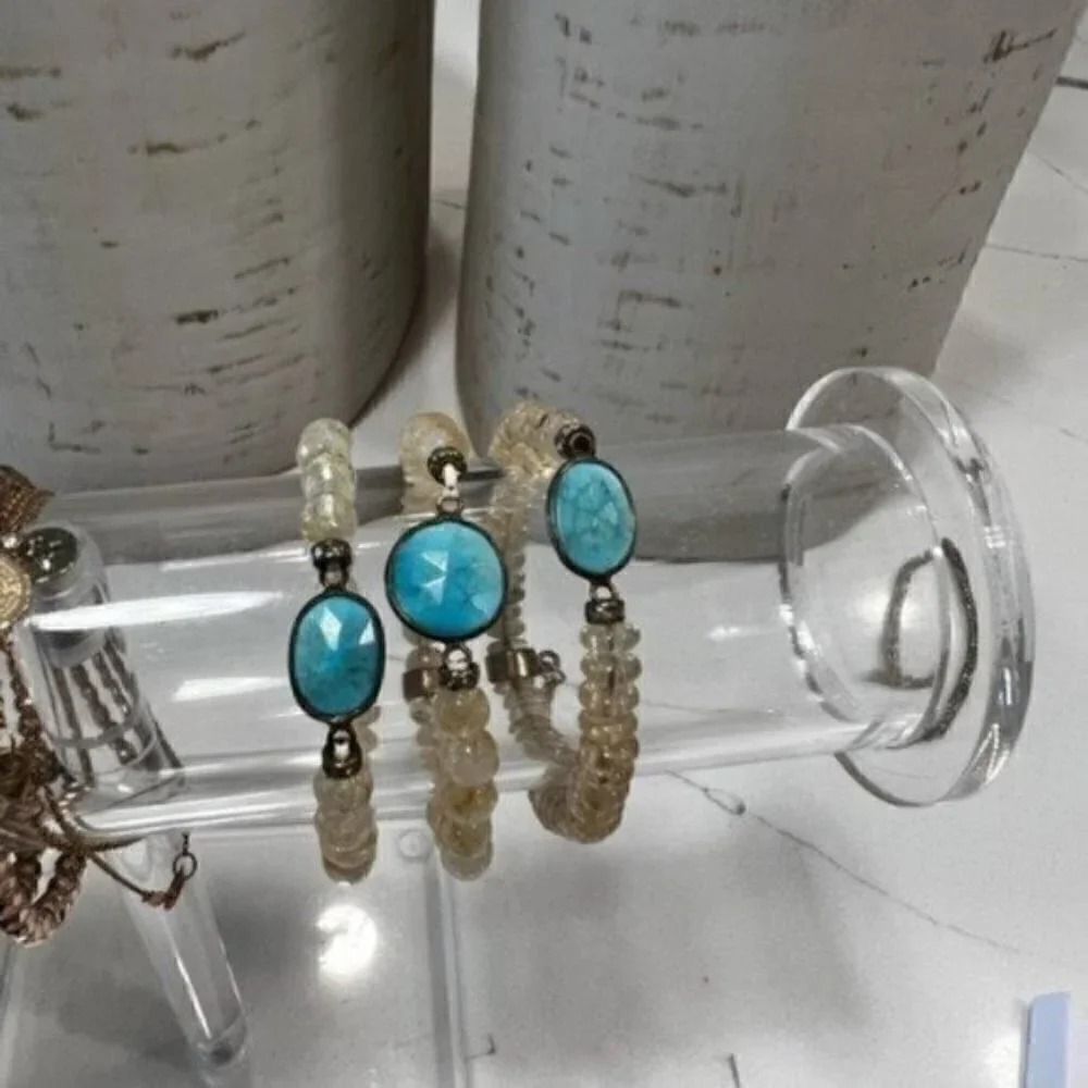 Bracelet Set of 3 Bracelets with Turquoise Charms - Teen Girls Trendy Stuff